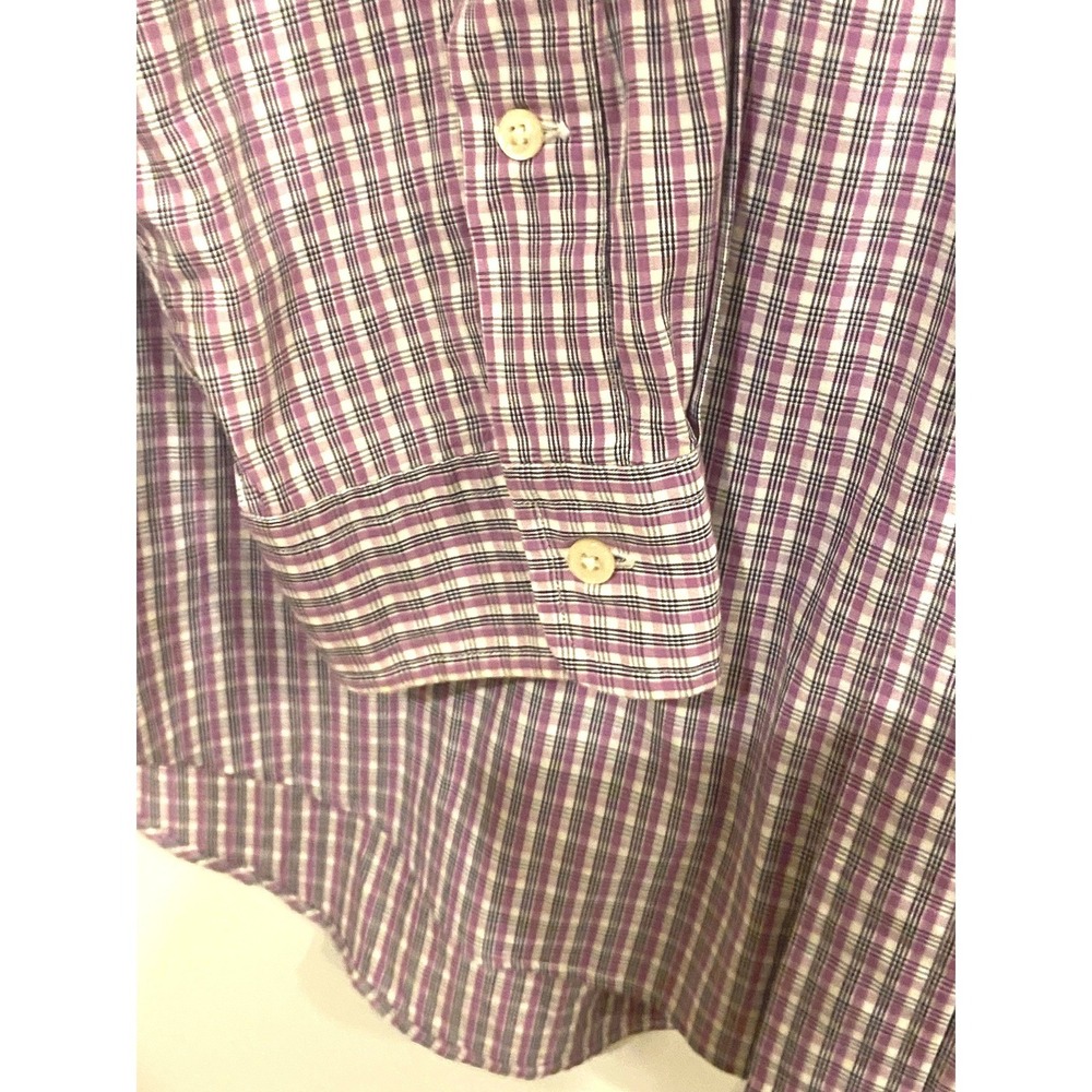 Ralph Lauren Mens Vintage 90s Micro Check Button Down Shirt Purple Blue XL 17-35 - Picture 4 of 5